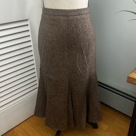 Vintage EDDIE BAUER Womens Skirt 6 Brown Wool Flare Retro Y2K Grunge Academia - Picture 3 of 11